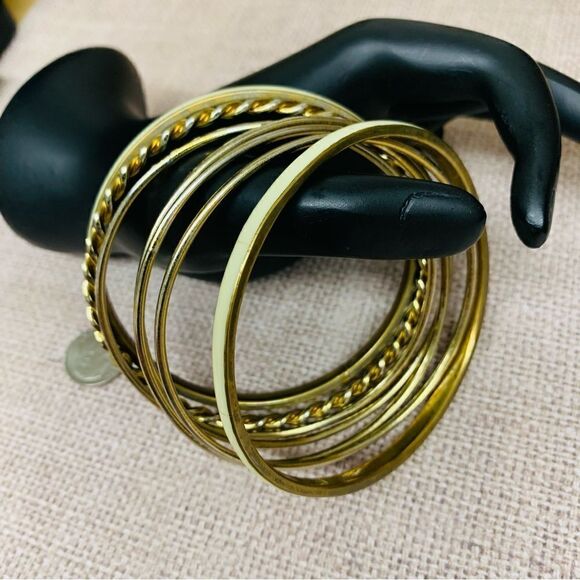 Gold and Inlay Bangles Set - Picture 2 of 2